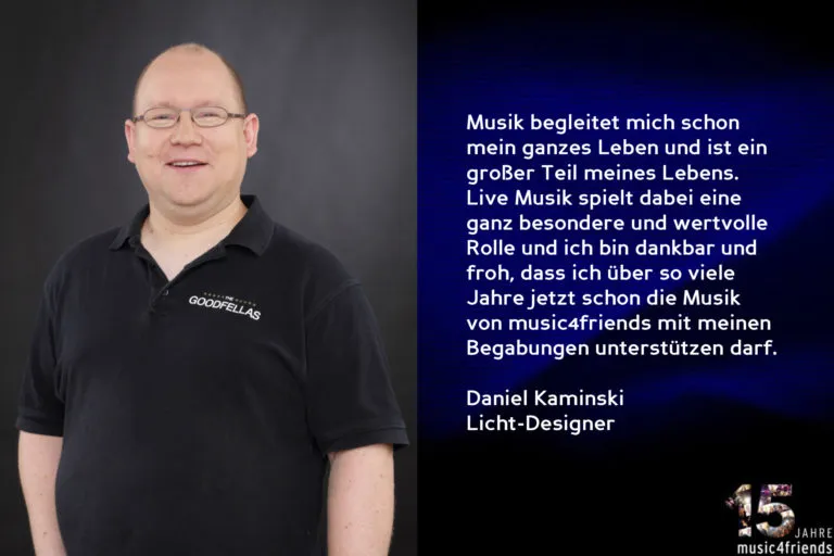 Musik4Friends feiert 15 Jahre mit Gratulationen und glücklichen Wegbegleitern.
